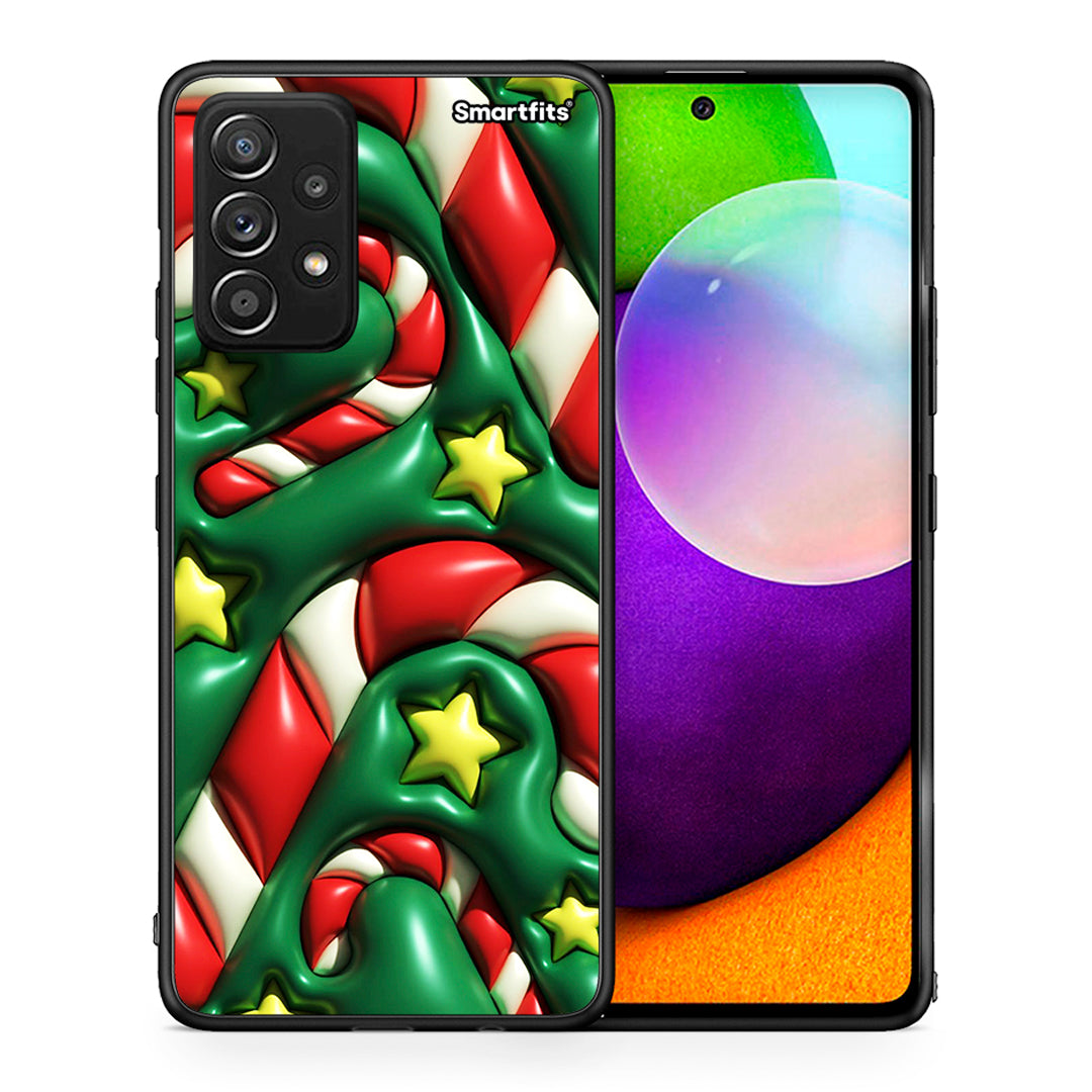 Θήκη Samsung Galaxy A52 Christmas Bubbles από τη Smartfits με σχέδιο στο πίσω μέρος και μαύρο περίβλημα | Samsung Galaxy A52 Christmas Bubbles case with colorful back and black bezels