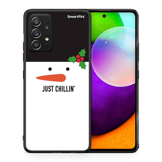Θήκη Samsung Galaxy A52 Christmas Chillin από τη Smartfits με σχέδιο στο πίσω μέρος και μαύρο περίβλημα | Samsung Galaxy A52 Christmas Chillin case with colorful back and black bezels