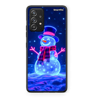 Thumbnail for Samsung Galaxy A52 Christmas Neon Snowman θήκη από τη Smartfits με σχέδιο στο πίσω μέρος και μαύρο περίβλημα | Smartphone case with colorful back and black bezels by Smartfits