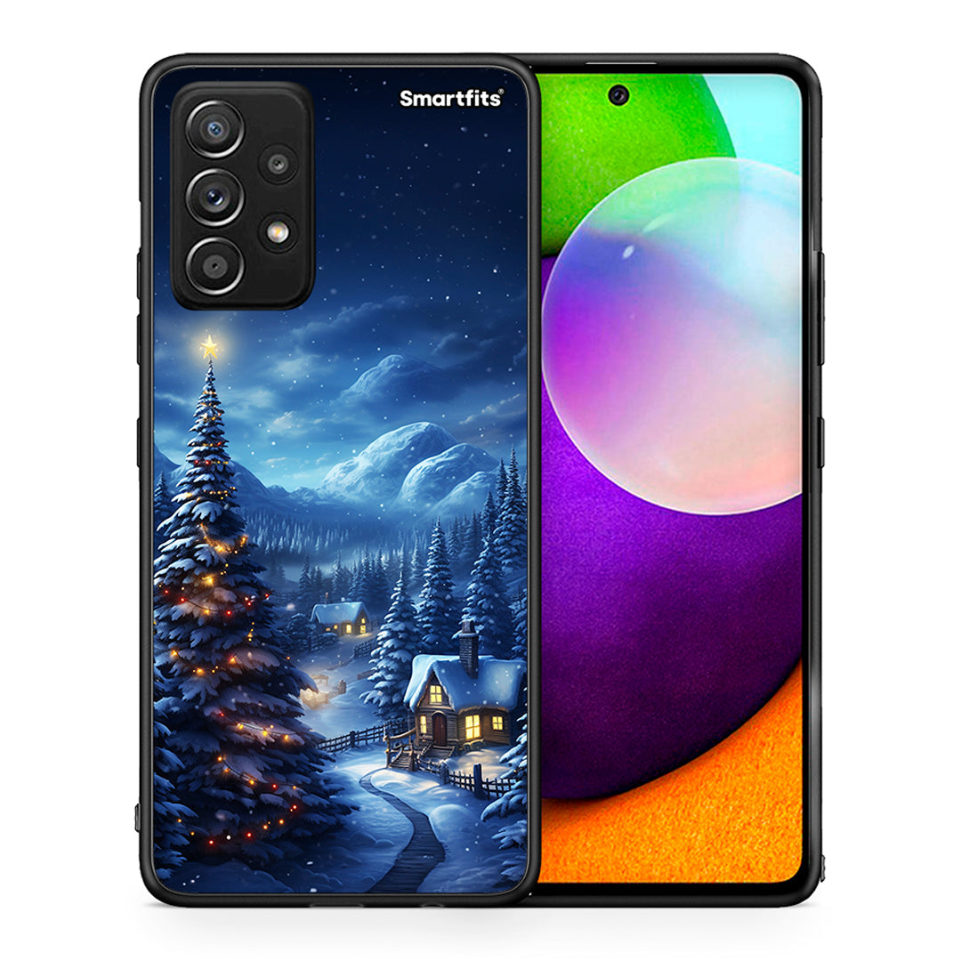 Θήκη Samsung Galaxy A52 Christmas Scenery από τη Smartfits με σχέδιο στο πίσω μέρος και μαύρο περίβλημα | Samsung Galaxy A52 Christmas Scenery case with colorful back and black bezels