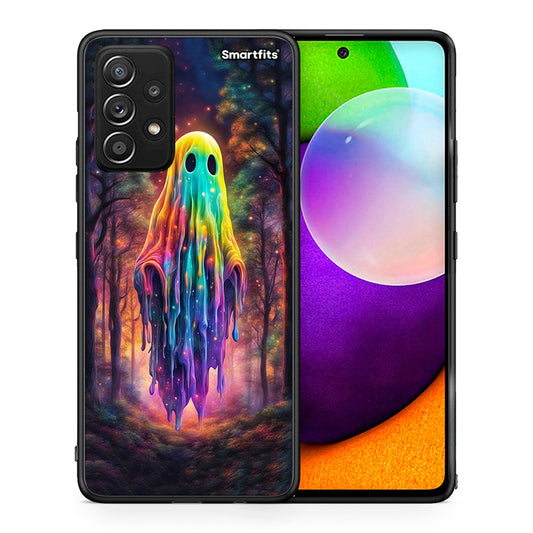 Θήκη Samsung Galaxy A52 Halloween Ghost από τη Smartfits με σχέδιο στο πίσω μέρος και μαύρο περίβλημα | Samsung Galaxy A52 Halloween Ghost case with colorful back and black bezels