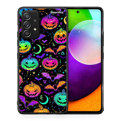 Θήκη Samsung Galaxy A52 Neon Halloween από τη Smartfits με σχέδιο στο πίσω μέρος και μαύρο περίβλημα | Samsung Galaxy A52 Neon Halloween case with colorful back and black bezels