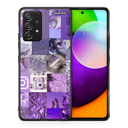 Θήκη Samsung Galaxy A52 Purple Aesthetic Collage από τη Smartfits με σχέδιο στο πίσω μέρος και μαύρο περίβλημα | Samsung Galaxy A52 Purple Aesthetic Collage case with colorful back and black bezels