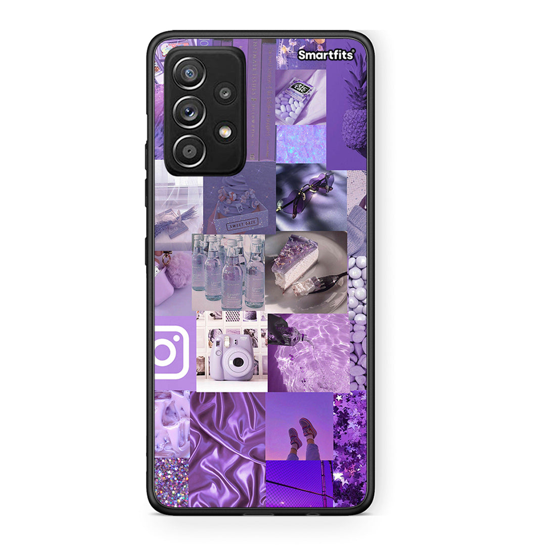 Samsung Galaxy A52 Purple Aesthetic Collage θήκη από τη Smartfits με σχέδιο στο πίσω μέρος και μαύρο περίβλημα | Smartphone case with colorful back and black bezels by Smartfits
