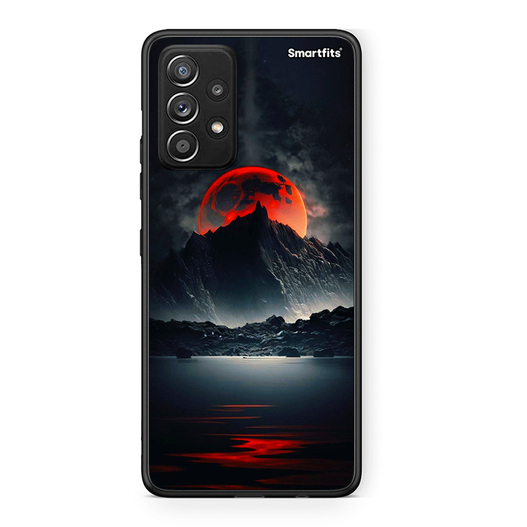 Samsung Galaxy A52 Red Full Moon θήκη από τη Smartfits με σχέδιο στο πίσω μέρος και μαύρο περίβλημα | Smartphone case with colorful back and black bezels by Smartfits