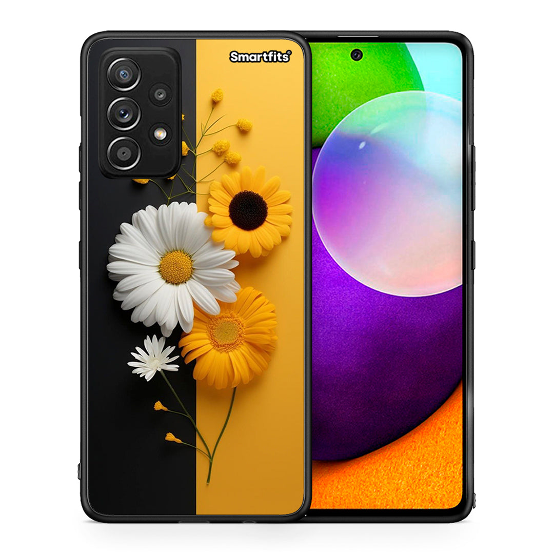 Θήκη Samsung Galaxy A52 Yellow Daisies από τη Smartfits με σχέδιο στο πίσω μέρος και μαύρο περίβλημα | Samsung Galaxy A52 Yellow Daisies case with colorful back and black bezels