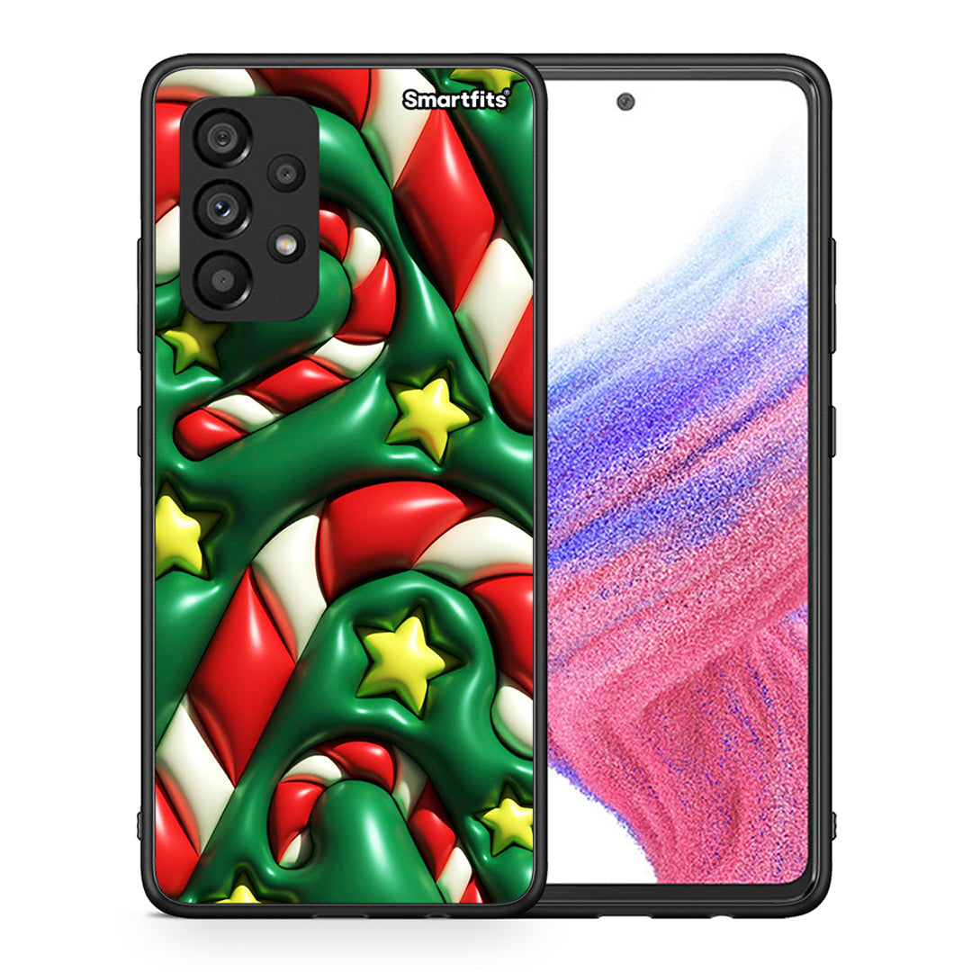 Θήκη Samsung A53 5G Christmas Bubbles από τη Smartfits με σχέδιο στο πίσω μέρος και μαύρο περίβλημα | Samsung A53 5G Christmas Bubbles case with colorful back and black bezels