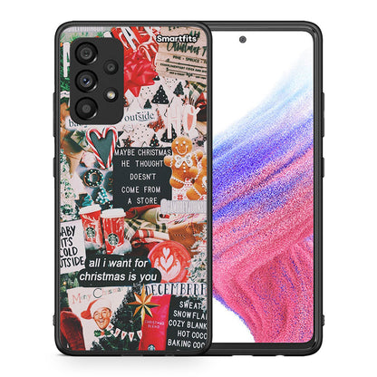 Θήκη Samsung A53 5G Christmas Happiness από τη Smartfits με σχέδιο στο πίσω μέρος και μαύρο περίβλημα | Samsung A53 5G Christmas Happiness case with colorful back and black bezels
