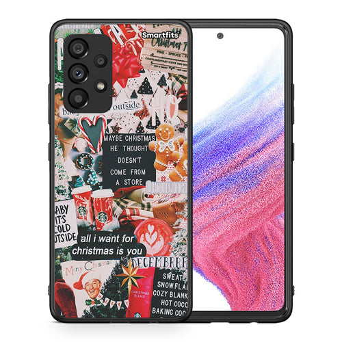 Θήκη Samsung A53 5G Christmas Happiness από τη Smartfits με σχέδιο στο πίσω μέρος και μαύρο περίβλημα | Samsung A53 5G Christmas Happiness case with colorful back and black bezels