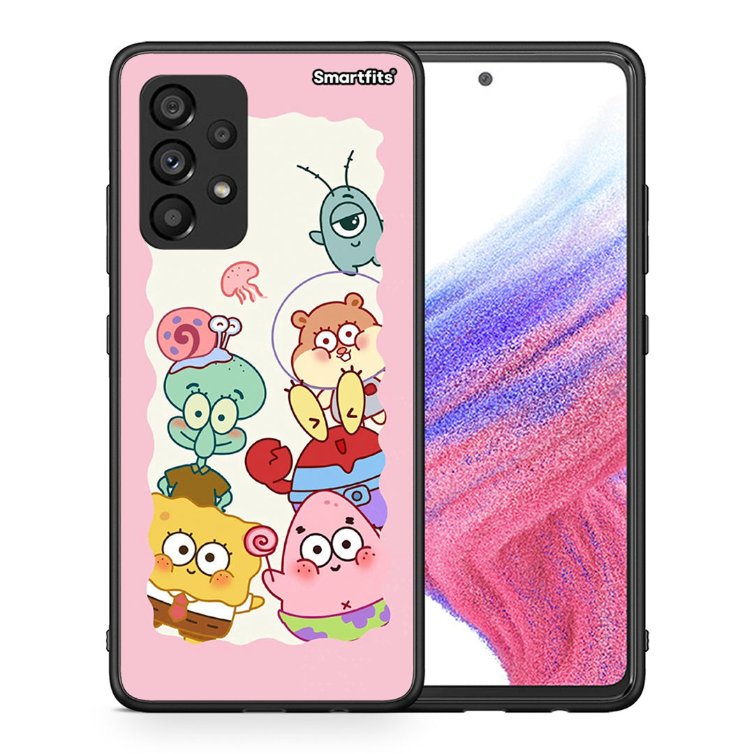Θήκη Samsung A53 5G Cute Companion από τη Smartfits με σχέδιο στο πίσω μέρος και μαύρο περίβλημα | Samsung A53 5G Cute Companion case with colorful back and black bezels