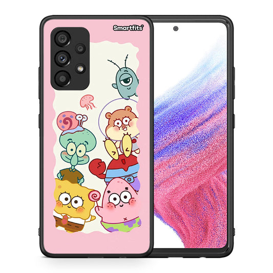 Θήκη Samsung A53 5G Cute Companion από τη Smartfits με σχέδιο στο πίσω μέρος και μαύρο περίβλημα | Samsung A53 5G Cute Companion case with colorful back and black bezels