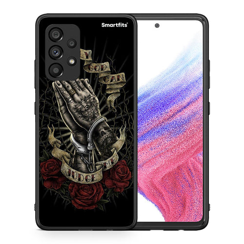 Θήκη Samsung A53 5G Judge By God από τη Smartfits με σχέδιο στο πίσω μέρος και μαύρο περίβλημα | Samsung A53 5G Judge By God case with colorful back and black bezels