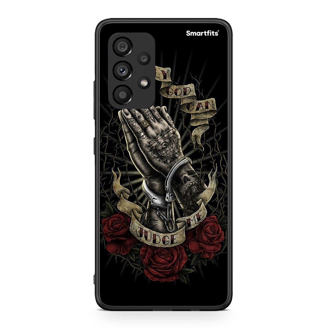 Samsung A53 5G Judge By God θήκη από τη Smartfits με σχέδιο στο πίσω μέρος και μαύρο περίβλημα | Smartphone case with colorful back and black bezels by Smartfits