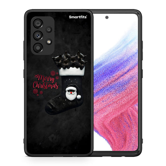 Θήκη Samsung A53 5G Merry Cat Christmas από τη Smartfits με σχέδιο στο πίσω μέρος και μαύρο περίβλημα | Samsung A53 5G Merry Cat Christmas case with colorful back and black bezels