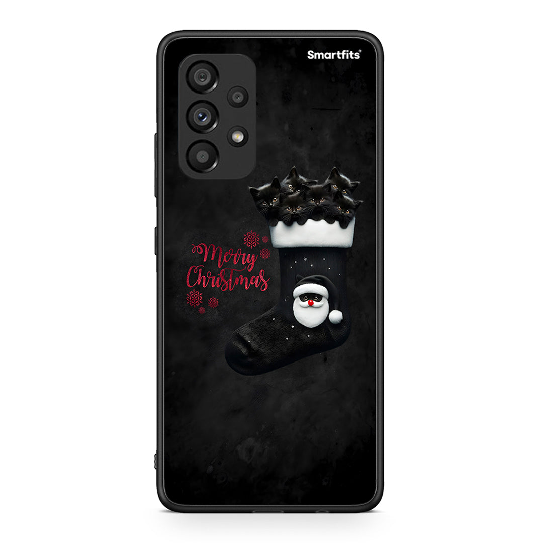 Samsung A53 5G Merry Cat Christmas θήκη από τη Smartfits με σχέδιο στο πίσω μέρος και μαύρο περίβλημα | Smartphone case with colorful back and black bezels by Smartfits
