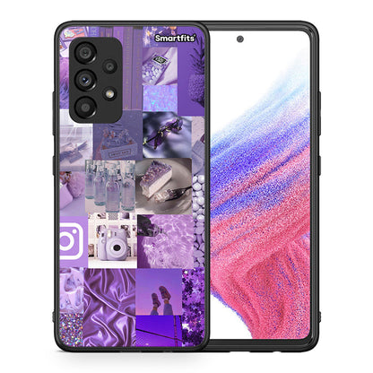 Θήκη Samsung A53 5G Purple Aesthetic Collage από τη Smartfits με σχέδιο στο πίσω μέρος και μαύρο περίβλημα | Samsung A53 5G Purple Aesthetic Collage case with colorful back and black bezels