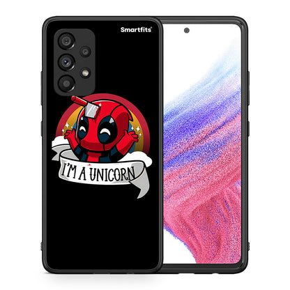 Θήκη Samsung A53 5G Unicorn Deadpool από τη Smartfits με σχέδιο στο πίσω μέρος και μαύρο περίβλημα | Samsung A53 5G Unicorn Deadpool case with colorful back and black bezels
