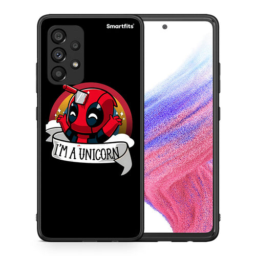 Θήκη Samsung A53 5G Unicorn Deadpool από τη Smartfits με σχέδιο στο πίσω μέρος και μαύρο περίβλημα | Samsung A53 5G Unicorn Deadpool case with colorful back and black bezels