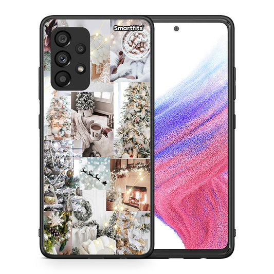 Θήκη Samsung A53 5G White Christmas από τη Smartfits με σχέδιο στο πίσω μέρος και μαύρο περίβλημα | Samsung A53 5G White Christmas case with colorful back and black bezels
