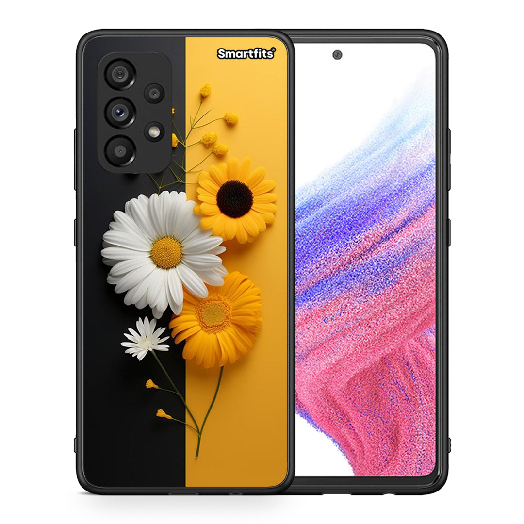 Θήκη Samsung A53 5G Yellow Daisies από τη Smartfits με σχέδιο στο πίσω μέρος και μαύρο περίβλημα | Samsung A53 5G Yellow Daisies case with colorful back and black bezels