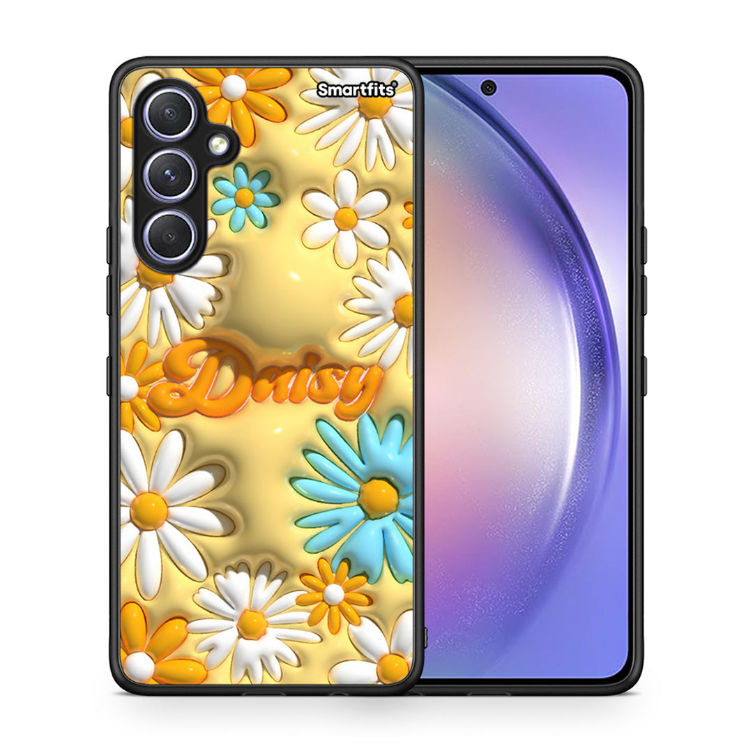 Θήκη Samsung Galaxy A54 Bubble Daisies από τη Smartfits με σχέδιο στο πίσω μέρος και μαύρο περίβλημα | Samsung Galaxy A54 Bubble Daisies Case with Colorful Back and Black Bezels