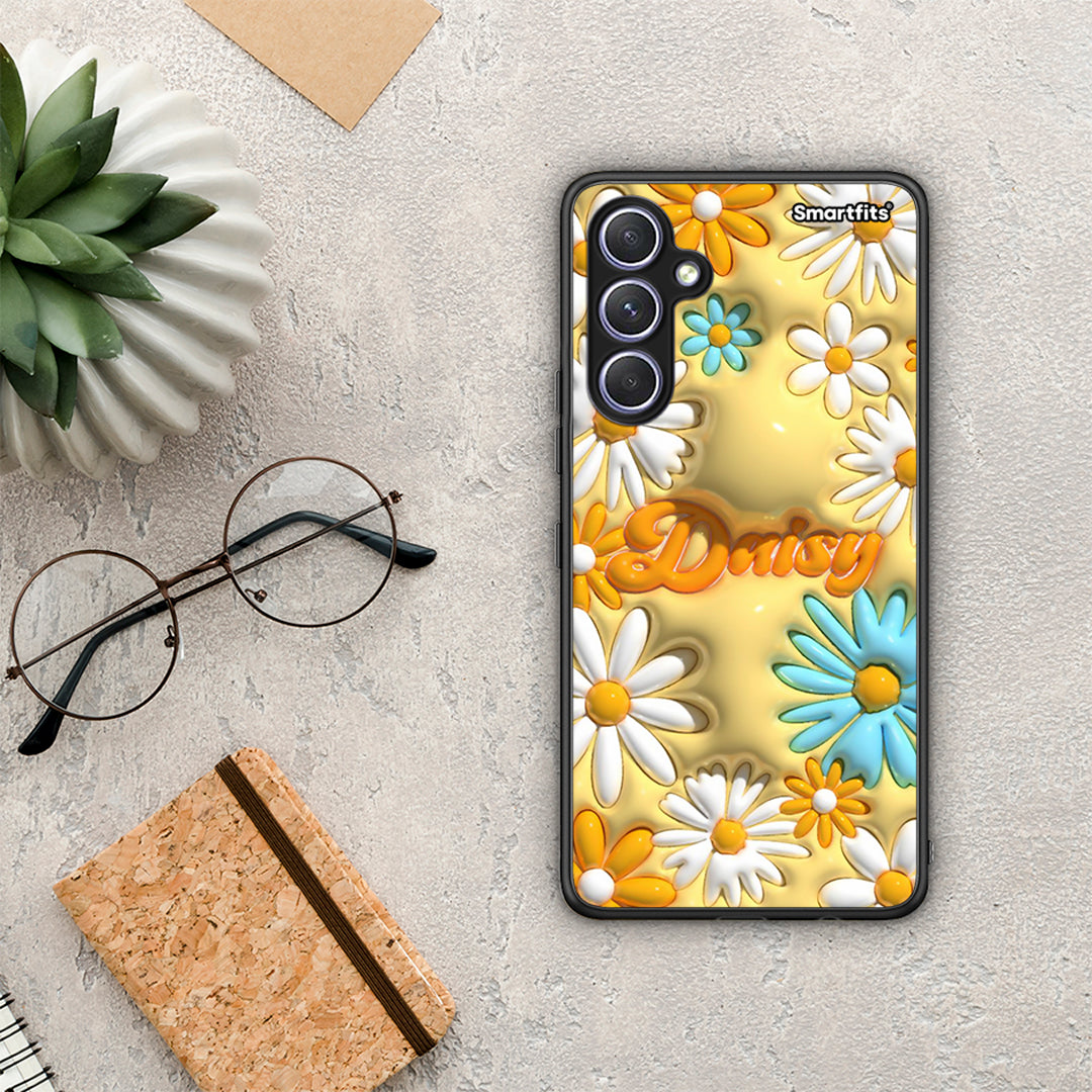 Θήκη Samsung Galaxy A54 Bubble Daisies από τη Smartfits με σχέδιο στο πίσω μέρος και μαύρο περίβλημα | Samsung Galaxy A54 Bubble Daisies Case with Colorful Back and Black Bezels