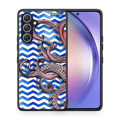Θήκη Samsung Galaxy A54 Chevron Devilfish από τη Smartfits με σχέδιο στο πίσω μέρος και μαύρο περίβλημα | Samsung Galaxy A54 Chevron Devilfish Case with Colorful Back and Black Bezels