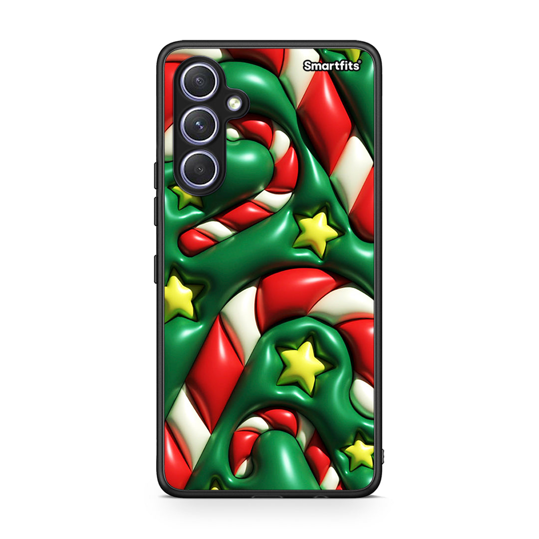 Θήκη Samsung Galaxy A54 Christmas Bubbles από τη Smartfits με σχέδιο στο πίσω μέρος και μαύρο περίβλημα | Samsung Galaxy A54 Christmas Bubbles Case with Colorful Back and Black Bezels