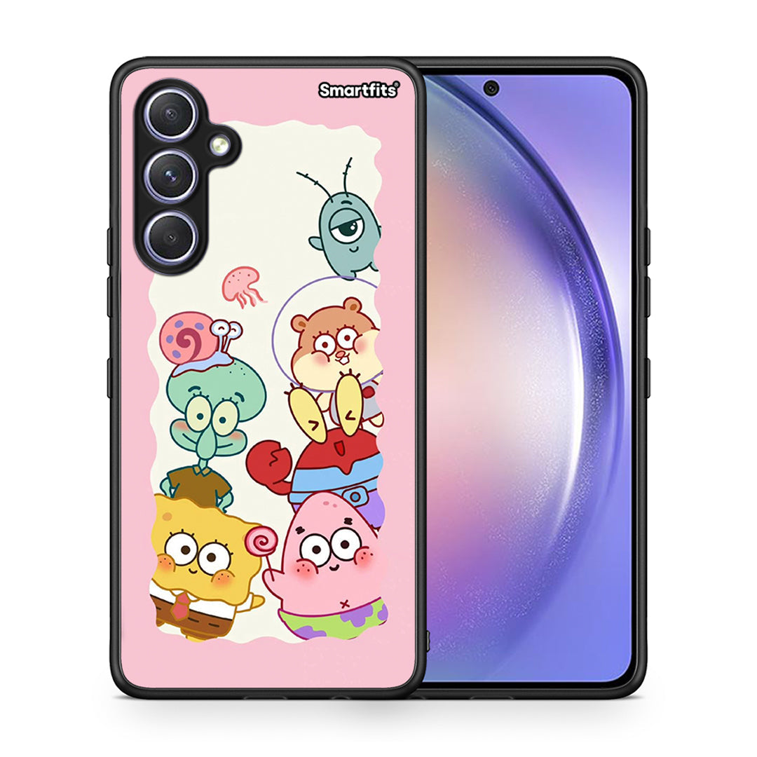 Θήκη Samsung Galaxy A54 Cute Companion από τη Smartfits με σχέδιο στο πίσω μέρος και μαύρο περίβλημα | Samsung Galaxy A54 Cute Companion Case with Colorful Back and Black Bezels