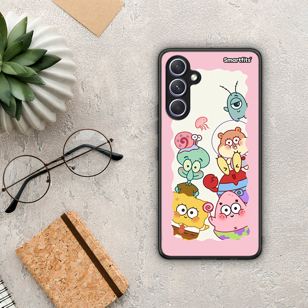 Θήκη Samsung Galaxy A54 Cute Companion από τη Smartfits με σχέδιο στο πίσω μέρος και μαύρο περίβλημα | Samsung Galaxy A54 Cute Companion Case with Colorful Back and Black Bezels