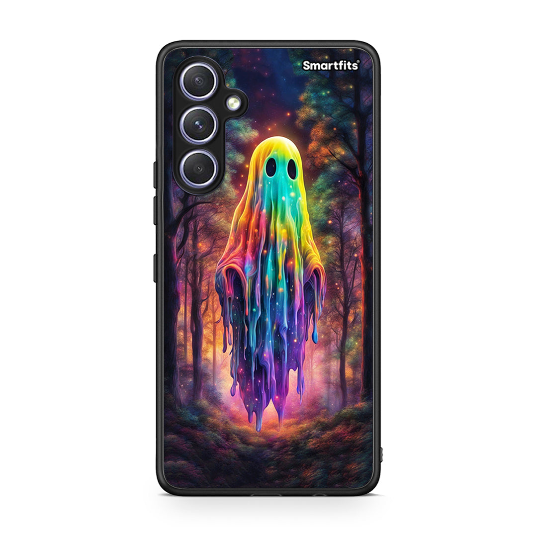Θήκη Samsung Galaxy A54 Halloween Ghost από τη Smartfits με σχέδιο στο πίσω μέρος και μαύρο περίβλημα | Samsung Galaxy A54 Halloween Ghost Case with Colorful Back and Black Bezels