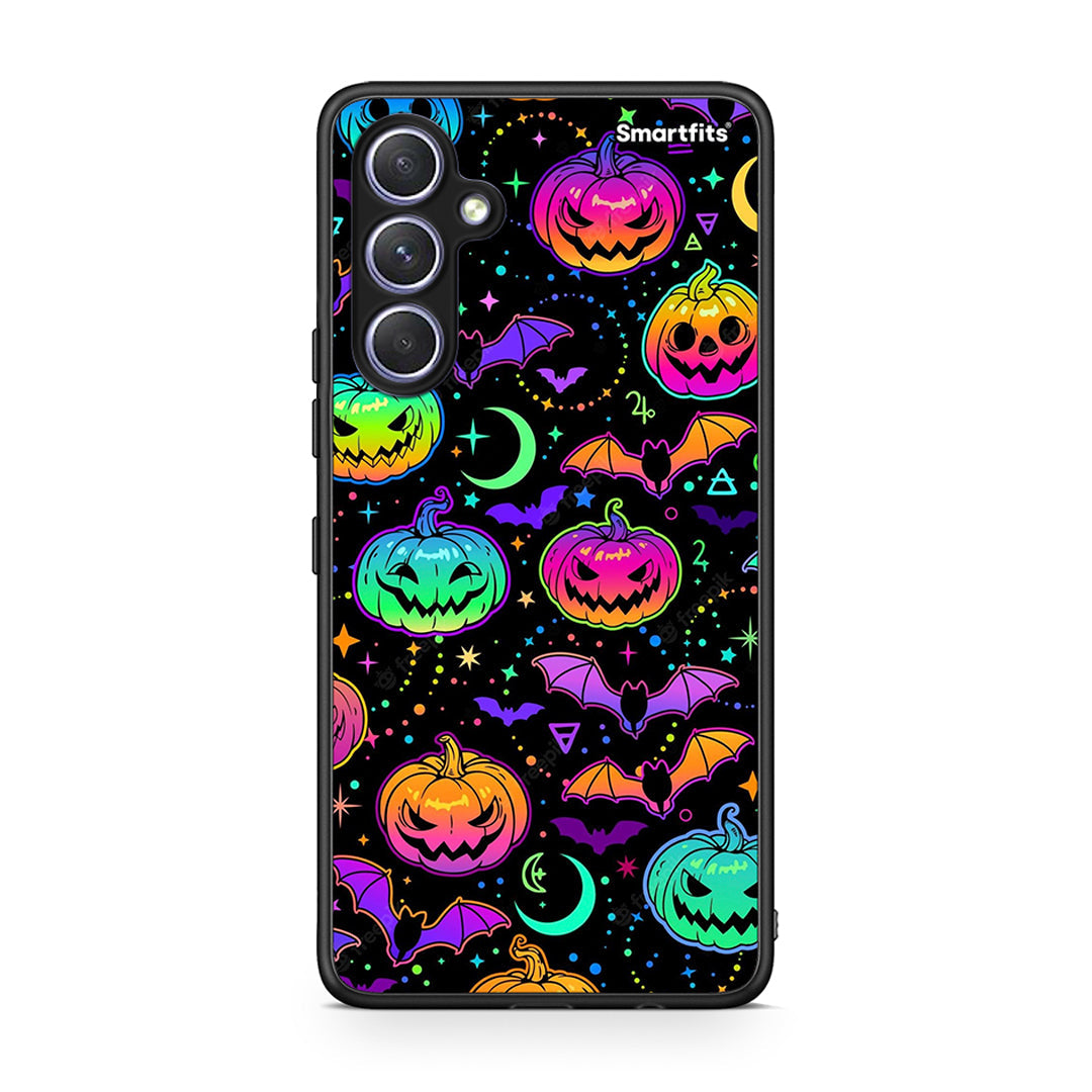 Θήκη Samsung Galaxy A54 Neon Halloween από τη Smartfits με σχέδιο στο πίσω μέρος και μαύρο περίβλημα | Samsung Galaxy A54 Neon Halloween Case with Colorful Back and Black Bezels