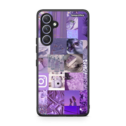 Θήκη Samsung Galaxy A54 Purple Aesthetic Collage από τη Smartfits με σχέδιο στο πίσω μέρος και μαύρο περίβλημα | Samsung Galaxy A54 Purple Aesthetic Collage Case with Colorful Back and Black Bezels