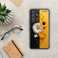 Thumbnail for Θήκη Samsung Galaxy A54 Yellow Daisies από τη Smartfits με σχέδιο στο πίσω μέρος και μαύρο περίβλημα | Samsung Galaxy A54 Yellow Daisies Case with Colorful Back and Black Bezels