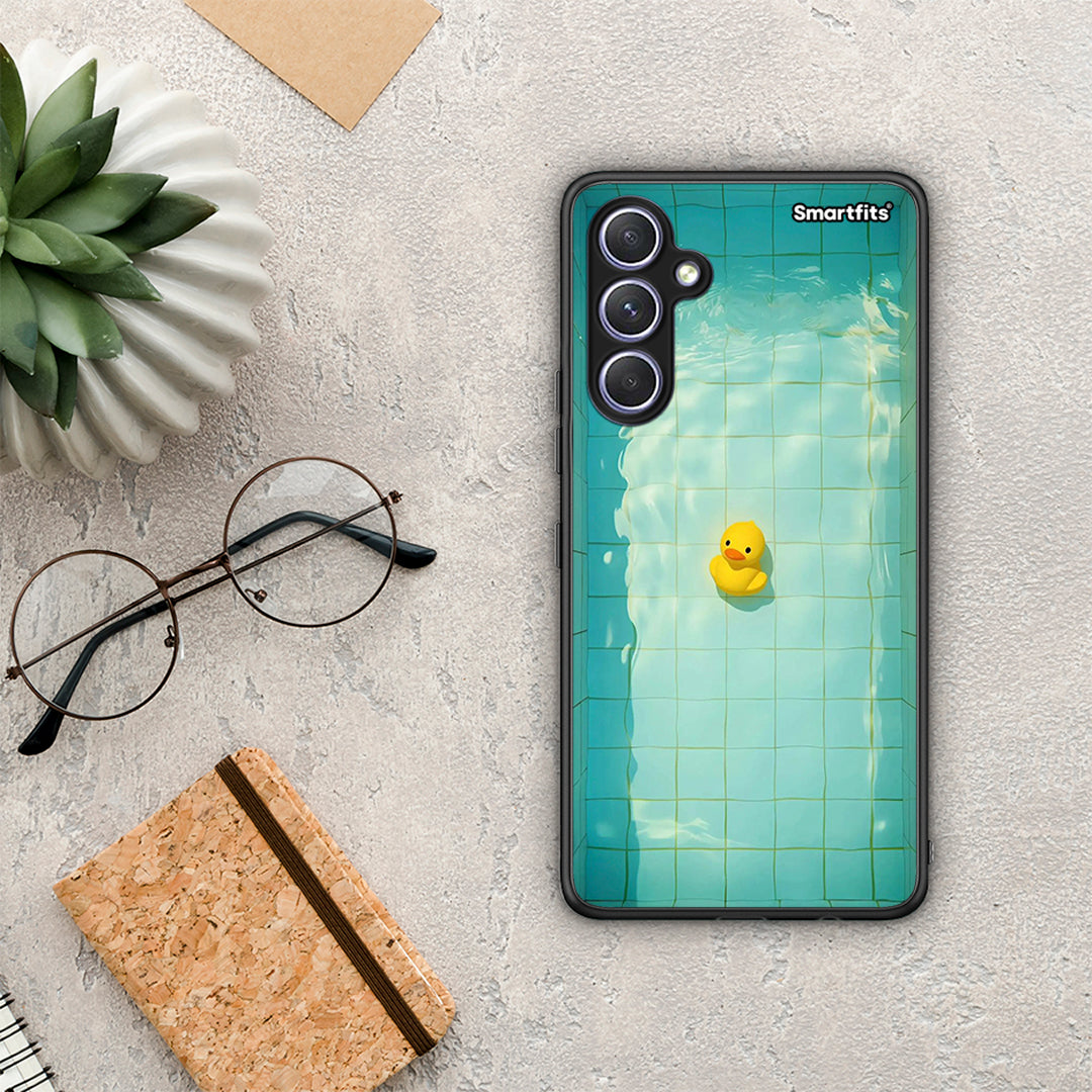 Θήκη Samsung Galaxy A54 Yellow Duck από τη Smartfits με σχέδιο στο πίσω μέρος και μαύρο περίβλημα | Samsung Galaxy A54 Yellow Duck Case with Colorful Back and Black Bezels