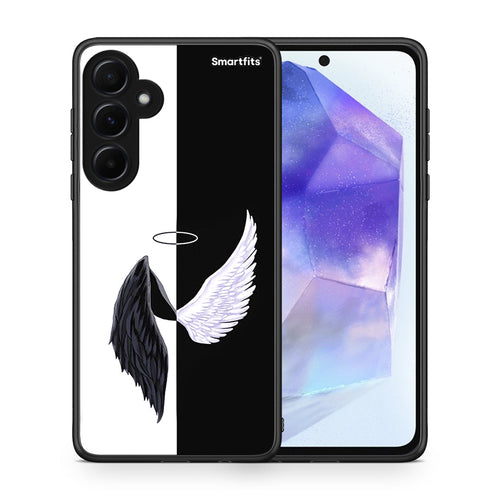 Θήκη Samsung Galaxy A55 Angels Demons από τη Smartfits με σχέδιο στο πίσω μέρος και μαύρο περίβλημα | Samsung Galaxy A55 Angels Demons case with colorful back and black bezels