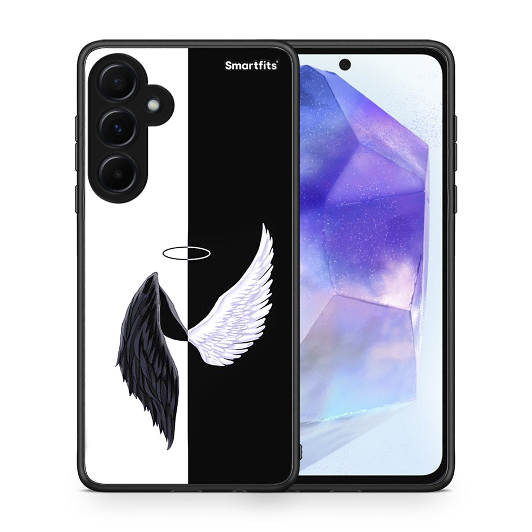 Θήκη Samsung Galaxy A55 Angels Demons από τη Smartfits με σχέδιο στο πίσω μέρος και μαύρο περίβλημα | Samsung Galaxy A55 Angels Demons case with colorful back and black bezels