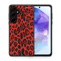 Thumbnail for Θήκη Samsung Galaxy A55 Red Leopard Animal από τη Smartfits με σχέδιο στο πίσω μέρος και μαύρο περίβλημα | Samsung Galaxy A55 Red Leopard Animal case with colorful back and black bezels