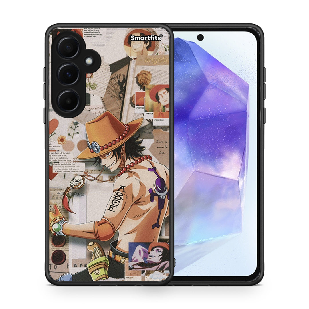 Θήκη Samsung Galaxy A55 Anime Collage από τη Smartfits με σχέδιο στο πίσω μέρος και μαύρο περίβλημα | Samsung Galaxy A55 Anime Collage case with colorful back and black bezels