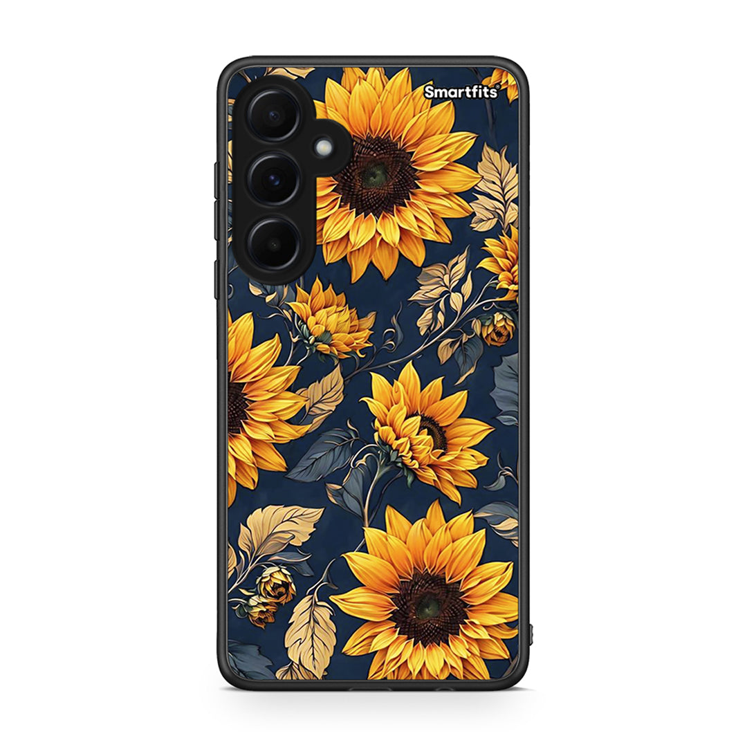 Samsung Galaxy A55 Autumn Sunflowers Θήκη από τη Smartfits με σχέδιο στο πίσω μέρος και μαύρο περίβλημα | Smartphone case with colorful back and black bezels by Smartfits