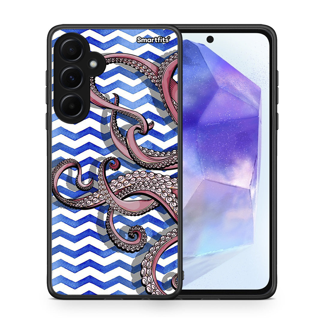 Θήκη Samsung Galaxy A55 Chevron Devilfish από τη Smartfits με σχέδιο στο πίσω μέρος και μαύρο περίβλημα | Samsung Galaxy A55 Chevron Devilfish case with colorful back and black bezels