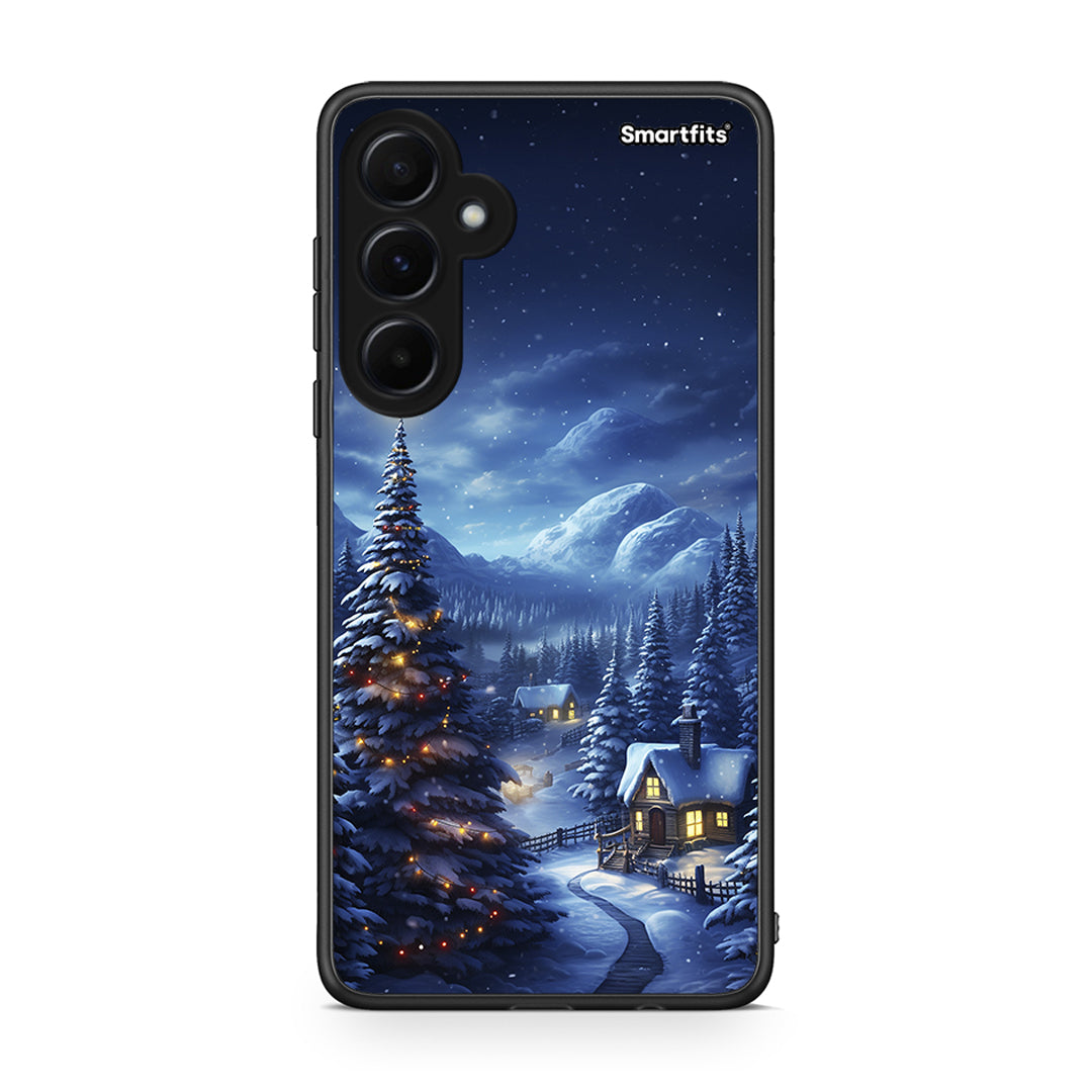 Samsung Galaxy A55 Christmas Scenery θήκη από τη Smartfits με σχέδιο στο πίσω μέρος και μαύρο περίβλημα | Smartphone case with colorful back and black bezels by Smartfits