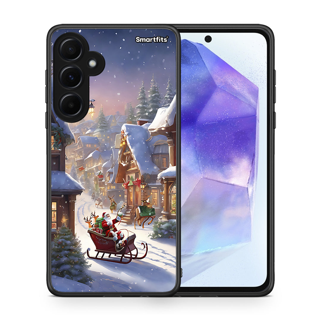 Θήκη Samsung Galaxy A55 Christmas Snow από τη Smartfits με σχέδιο στο πίσω μέρος και μαύρο περίβλημα | Samsung Galaxy A55 Christmas Snow case with colorful back and black bezels