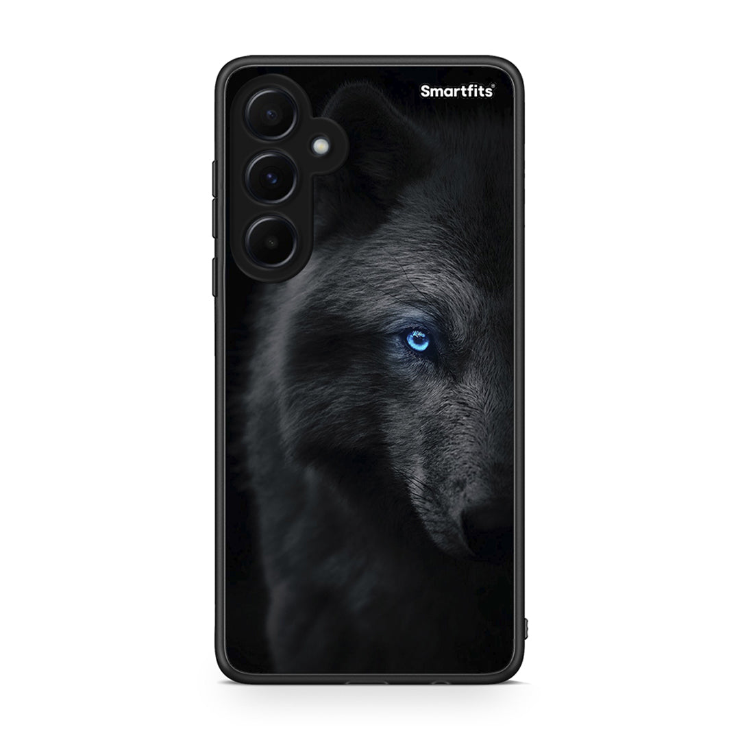 Samsung Galaxy A55 Dark Wolf θήκη από τη Smartfits με σχέδιο στο πίσω μέρος και μαύρο περίβλημα | Smartphone case with colorful back and black bezels by Smartfits