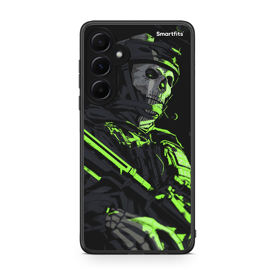 Samsung Galaxy A55 Green Soldier Θήκη Αγίου Βαλεντίνου από τη Smartfits με σχέδιο στο πίσω μέρος και μαύρο περίβλημα | Smartphone case with colorful back and black bezels by Smartfits