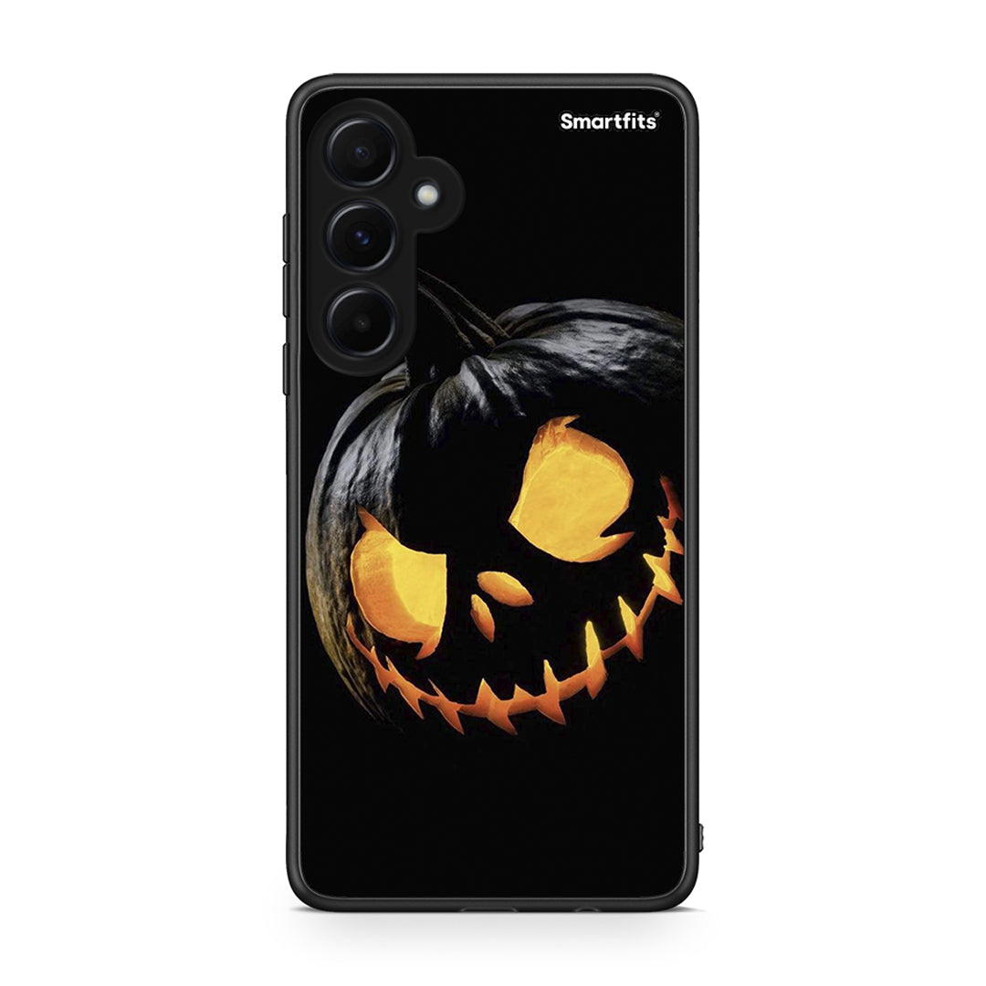 Samsung Galaxy A55 Halloween Scary Pumpkin Θήκη από τη Smartfits με σχέδιο στο πίσω μέρος και μαύρο περίβλημα | Smartphone case with colorful back and black bezels by Smartfits