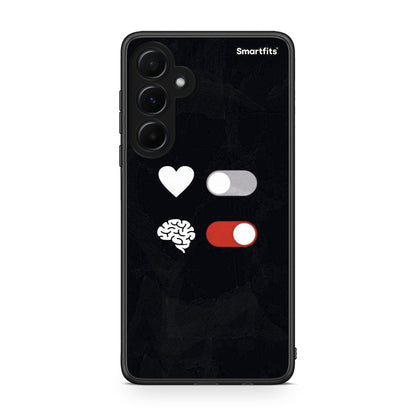 Samsung Galaxy A55 Heart Vs Brain Θήκη Αγίου Βαλεντίνου από τη Smartfits με σχέδιο στο πίσω μέρος και μαύρο περίβλημα | Smartphone case with colorful back and black bezels by Smartfits
