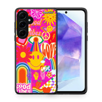 Thumbnail for Θήκη Samsung Galaxy A55 Hippie Love από τη Smartfits με σχέδιο στο πίσω μέρος και μαύρο περίβλημα | Samsung Galaxy A55 Hippie Love case with colorful back and black bezels