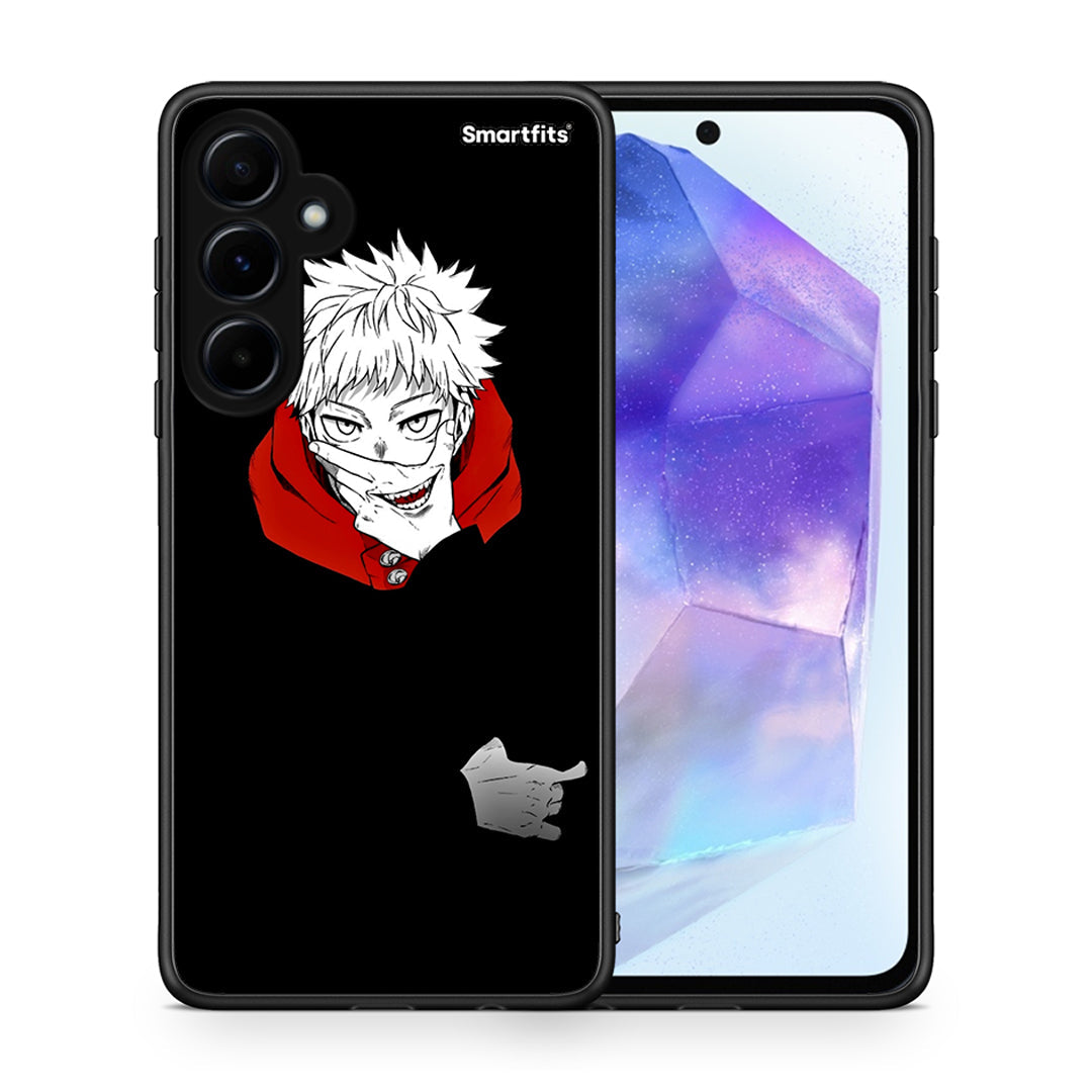 Θήκη Samsung Galaxy A55 Itadori Anime από τη Smartfits με σχέδιο στο πίσω μέρος και μαύρο περίβλημα | Samsung Galaxy A55 Itadori Anime case with colorful back and black bezels