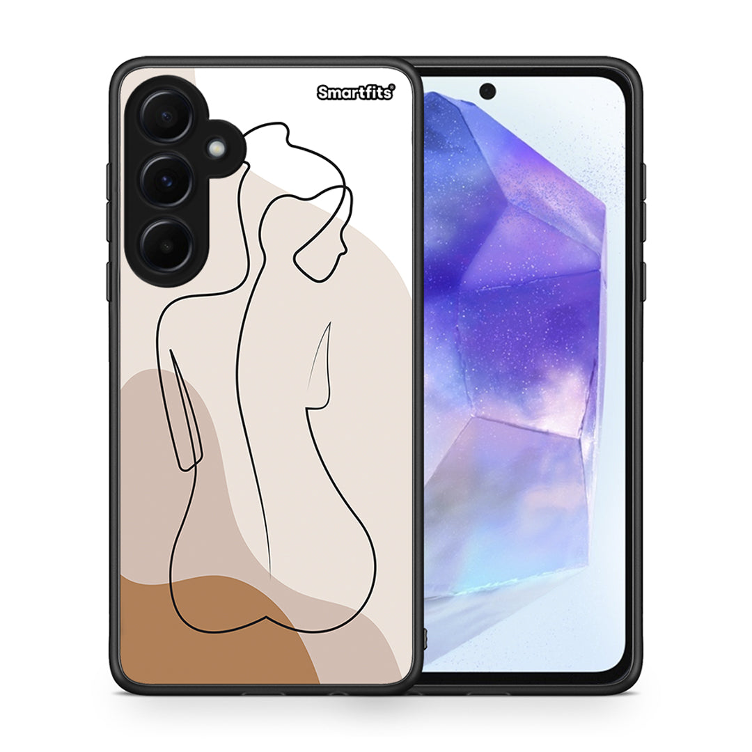 Θήκη Samsung Galaxy A55 LineArt Woman από τη Smartfits με σχέδιο στο πίσω μέρος και μαύρο περίβλημα | Samsung Galaxy A55 LineArt Woman case with colorful back and black bezels